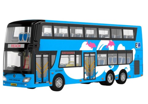 Autobus Piętrowy Wycieczkowy 1:42 Metalowy Światła Niebieski Autobus Piętrowy Wycieczkowy 1:42 Metalowy Światła Niebieski