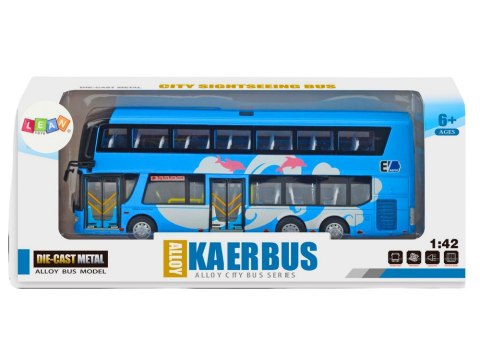 Autobus Piętrowy Wycieczkowy 1:42 Metalowy Światła Niebieski Autobus Piętrowy Wycieczkowy 1:42 Metalowy Światła Niebieski