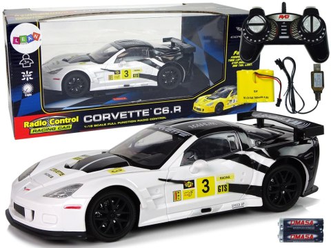 Auto Sportowe Wyścigowe R/C 1:18 Corvette C6.R Biały 2.4 G Światła Auto Sportowe Wyścigowe R/C 1:18 Corvette C6.R Biały 2.4 G Światła