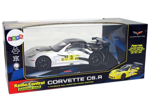 Auto Sportowe Wyścigowe R/C 1:18 Corvette C6.R Biały 2.4 G Światła Auto Sportowe Wyścigowe R/C 1:18 Corvette C6.R Biały 2.4 G Światła
