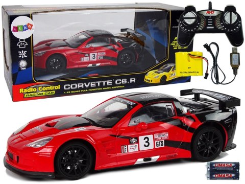 Auto Sportowe Wyścigowe R/C 1:18 Corvette C6.R Czerwony 2.4 G Światła Auto Sportowe Wyścigowe R/C 1:18 Corvette C6.R Czerwony 2.4 G Światła