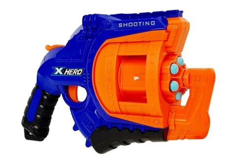 Pistolet na Piankowe Naboje 48 sztuk Obrotowy Magazynek Niebiesko- Pomarańczowy Pistolet na Piankowe Naboje 48 sztuk Obrotowy Magazynek Niebiesko- Pomarańczowy