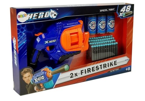 Pistolet na Piankowe Naboje 48 sztuk Obrotowy Magazynek Niebiesko- Pomarańczowy Pistolet na Piankowe Naboje 48 sztuk Obrotowy Magazynek Niebiesko- Pomarańczowy