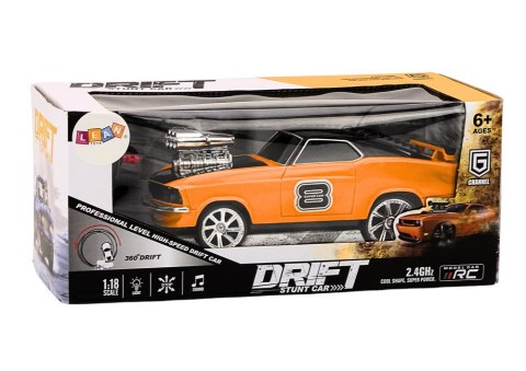 Autko Zdalnie Sterowane 1:18 Drift 360 Światła Dźwięki Pomarańczowy Autko Zdalnie Sterowane 1:18 Drift 360 Światła Dźwięki Pomarańczowy
