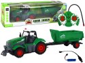 Zdalnie Sterowany Ciągnik Traktor R/C z Przyczepą 1:24 Światła Zielony Zdalnie Sterowany Ciągnik Traktor R/C z Przyczepą 1:24 Światła Zielony