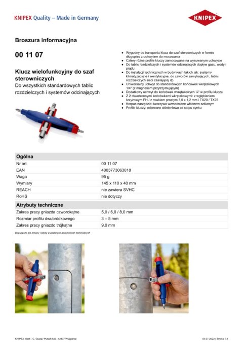 KLUCZ WIELOFUNKCYJNY DO SZAF STEROWNICZYCH KLUCZ WIELOFUNKCYJNY DO SZAF STEROWNICZYCH