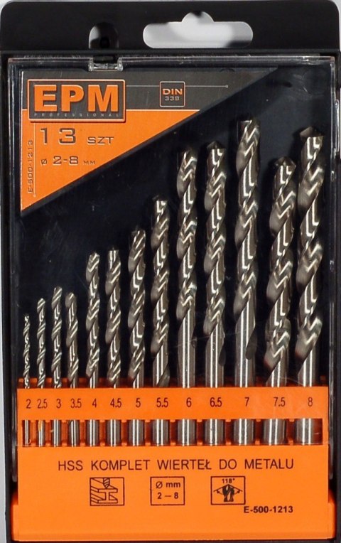 ZESTAW WIERTEŁ HSS DO METALU 2-8MM 13SZT. ZESTAW WIERTEŁ HSS DO METALU 2-8MM 13SZT.