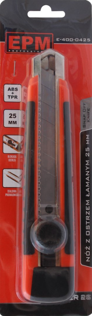 NÓŻ Z OSTRZEM ŁAMANYM 25MM RUBBER NÓŻ Z OSTRZEM ŁAMANYM 25MM RUBBER