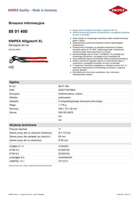 SZCZYPCE DO RUR ALIGATOR 400MM SZCZYPCE DO RUR ALIGATOR 400MM