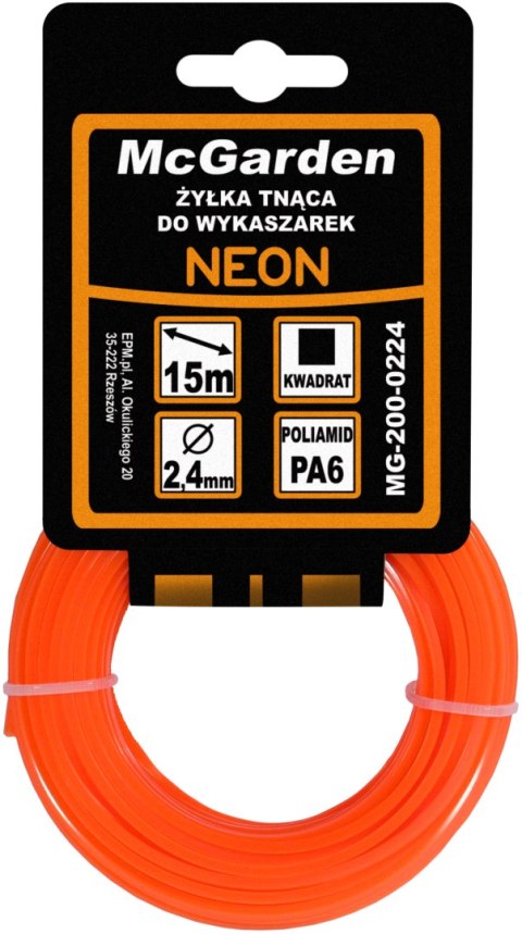ŻYŁKA DO WYKASZARKI KWADRAT NEON 3,0MM 15M ŻYŁKA DO WYKASZARKI KWADRAT NEON 3,0MM 15M