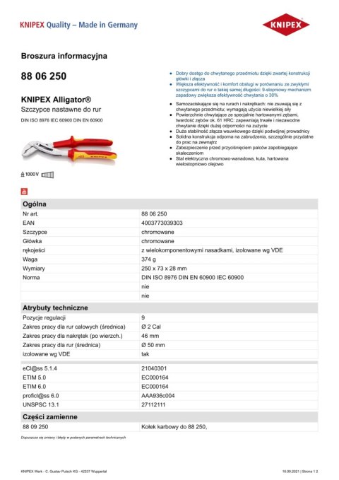 SZCZYPCE DO RUR ALIGATOR 250MM SZCZYPCE DO RUR ALIGATOR 250MM