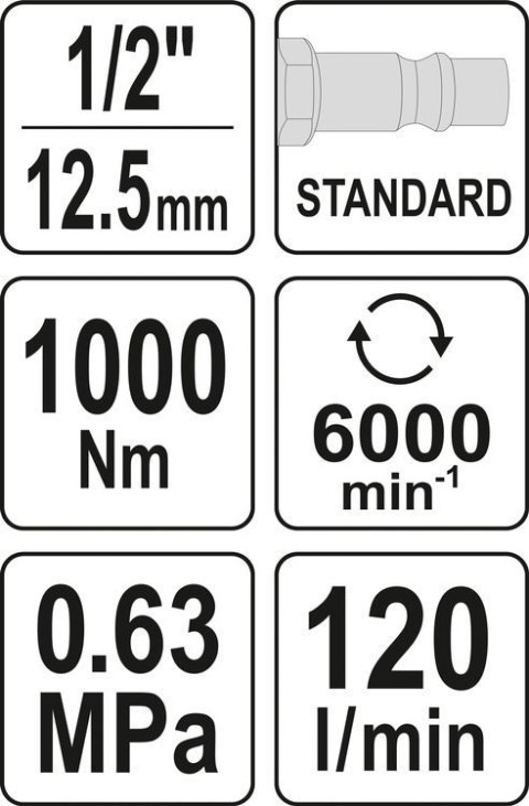 KLUCZ PNEUMATYCZNY 1/2' 1000NM KLUCZ PNEUMATYCZNY 1/2' 1000NM