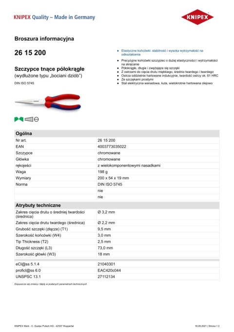 SZCZYPCE TNĄCE PÓŁOKRĄGŁE 200MM SZCZYPCE TNĄCE PÓŁOKRĄGŁE 200MM