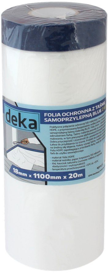 FOLIA OCHRONNA Z TAŚMĄ NIEBIESKĄ 110CM*20M FOLIA OCHRONNA Z TAŚMĄ NIEBIESKĄ 110CM*20M