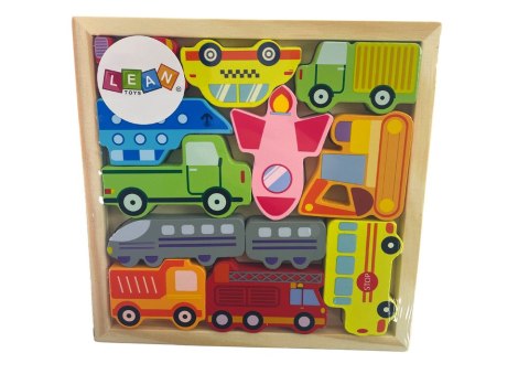 Drewniane Puzzle Środki Transportu Do Dopasowania Autobus Taxi Drewniane Puzzle Środki Transportu Do Dopasowania Autobus Taxi