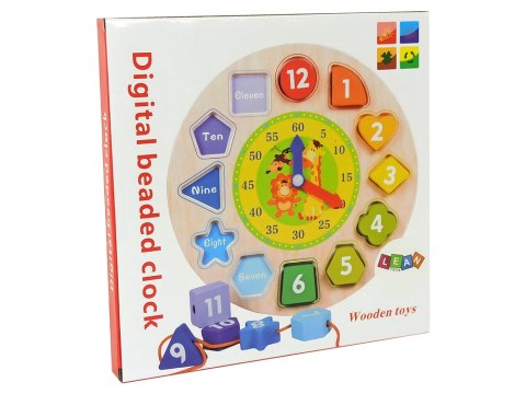 Drewniany Edukacyjny Zegar Sorter Nauka Cyfry Kształty Kolory Drewniany Edukacyjny Zegar Sorter Nauka Cyfry Kształty Kolory