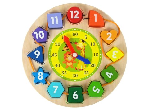 Drewniany Edukacyjny Zegar Sorter Nauka Cyfry Kształty Kolory Drewniany Edukacyjny Zegar Sorter Nauka Cyfry Kształty Kolory