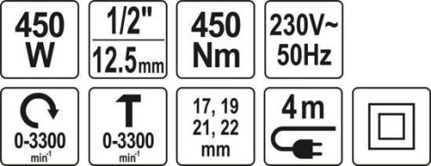 ELEKTRYCZNY KLUCZ UDAROWY 1/2'' 450NM ELEKTRYCZNY KLUCZ UDAROWY 1/2'' 450NM