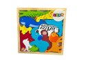 Drewniane Puzzle Zwierzęta Do Dopasowania Lew Królik Drewniane Puzzle Zwierzęta Do Dopasowania Lew Królik