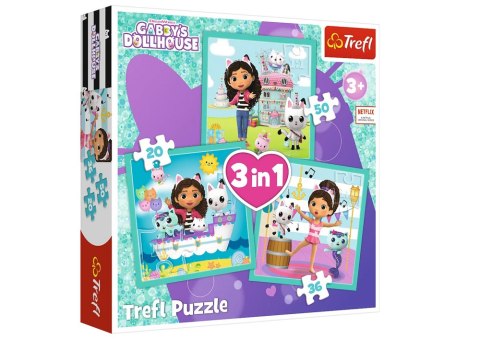 Puzzle 3w1 Gabby's Dollhouse, Aktywności Gabby Trefl 34871 Puzzle 3w1 Gabby's Dollhouse, Aktywności Gabby Trefl 34871