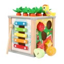 Drewniana Kostka Edukacyjna Sorter 5W1 Układanka Skrzynka Klocki Drewniana Kostka Edukacyjna Sorter 5W1 Układanka Skrzynka Klocki