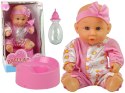 Lalka Bobas Różowa Nocnik Siusia Pije Kokardka 24 cm Lalka Bobas Różowa Nocnik Siusia Pije Kokardka 24 cm