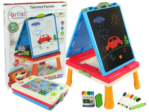 Tablica 3w1 Magnetyczno -Kredowa, Stolik Do Gier Niebieska Tablica 3w1 Magnetyczno -Kredowa, Stolik Do Gier Niebieska