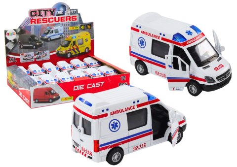 Ambulans Karetka 1:32 Otwierane Drzwi Światła Dźwięki Napęd Biała Ambulans Karetka 1:32 Otwierane Drzwi Światła Dźwięki Napęd Biała