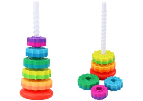 Piramida Obrotowa Wieża Sorter Układanka Tęczowa 36cm 6 El. Piramida Obrotowa Wieża Sorter Układanka Tęczowa 36cm 6 El.