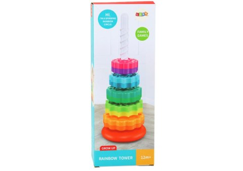 Piramida Obrotowa Wieża Sorter Układanka Tęczowa 36cm 6 El. Piramida Obrotowa Wieża Sorter Układanka Tęczowa 36cm 6 El.