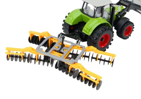 Traktor Rolniczy Koparka Z Broną Talerzową Napęd Zielony Traktor Rolniczy Koparka Z Broną Talerzową Napęd Zielony