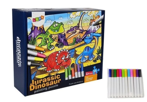 Puzzle Dla Dzieci Do Kolorowania Era Dinozaurów Pisaki 24 el Puzzle Dla Dzieci Do Kolorowania Era Dinozaurów Pisaki 24 el