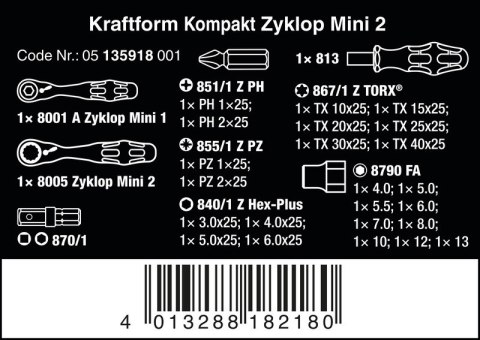 ZESTAW NARZĘDZI NASADOWYCH ZYLKOP MINI 2, 27 CZ. ZESTAW NARZĘDZI NASADOWYCH ZYLKOP MINI 2, 27 CZ.
