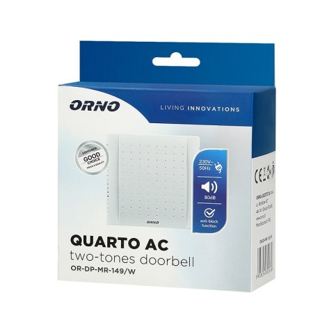 DZWONEK GONG DWUTONOWY 230V QUATRO AC BIAŁY DZWONEK GONG DWUTONOWY 230V QUATRO AC BIAŁY