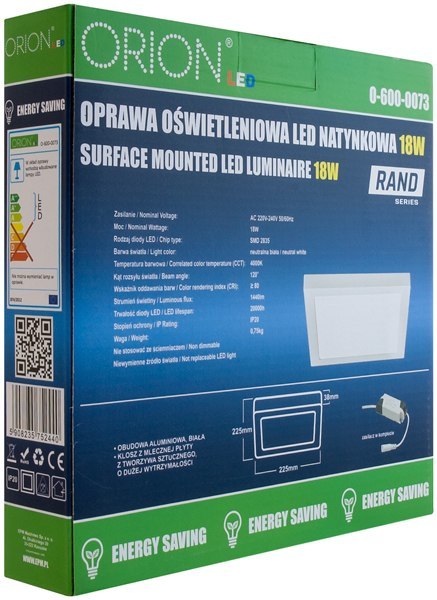 PANEL LED NATYNKOWY Z ZASILACZEM RAND 174*174 12W PANEL LED NATYNKOWY Z ZASILACZEM RAND 174*174 12W