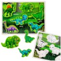 Układanka Drewniana Dinozaury Puzzle Kształty Plansza 12El Układanka Drewniana Dinozaury Puzzle Kształty Plansza 12El