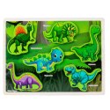 Układanka Drewniana Dinozaury Puzzle Kształty Plansza 12El Układanka Drewniana Dinozaury Puzzle Kształty Plansza 12El